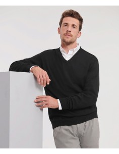 R-R-710M-0-Mens V-Neck Knitted Pullover 2